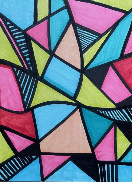 Stained glass idea, marker on paper, 2023