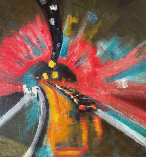 On the Way to Letna, 30x30 cm, oil on canvas