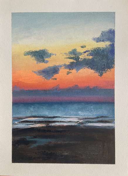Sunset on the Beach, 40x30 cm, pastel on paper